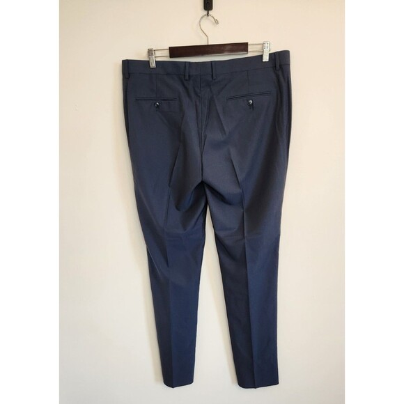 Soul Of London Dress Pants Size 39R Unhemmed Pleated Gray Blue Textured NEW - Picture 2 of 8